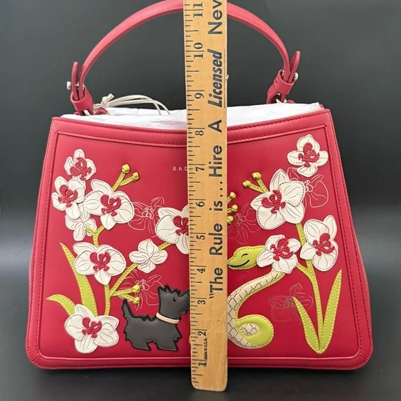 RADLEY London Red LUNAR NEW YEAR 2025 3D Flower Snake Zip Top Grab Crossbody Bag - Picture 6 of 16